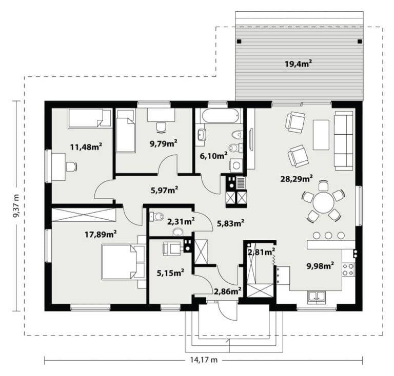 Dom Drewniany Abra Rzut