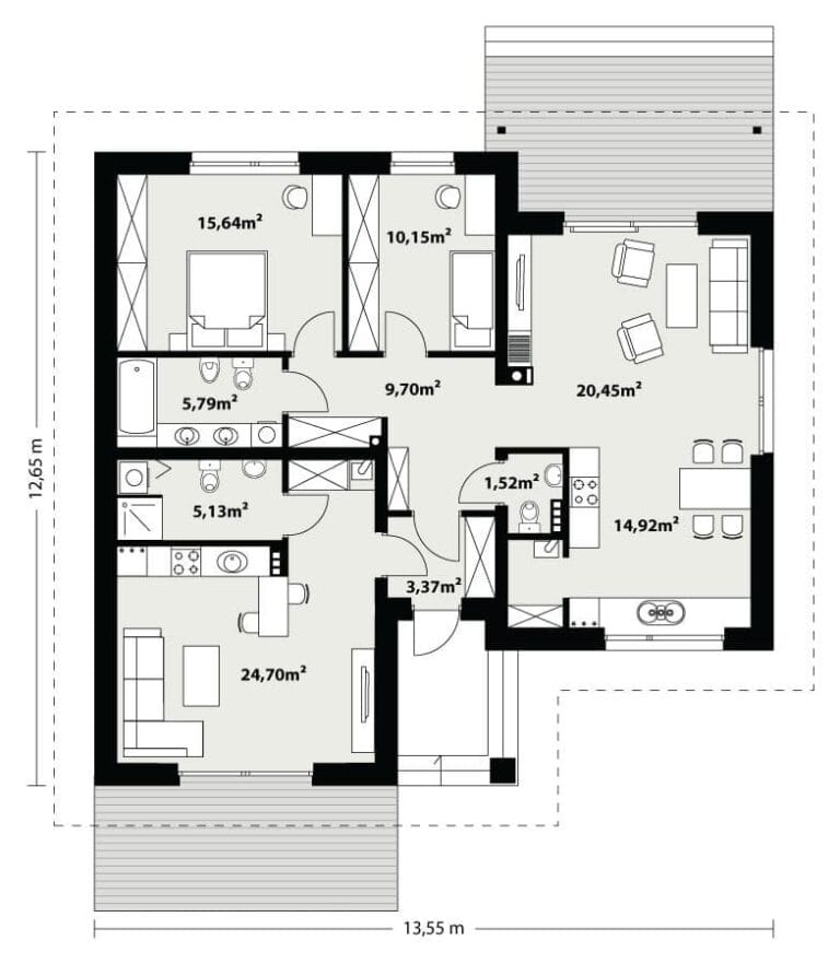 Dom Murowany Nikos Rzut