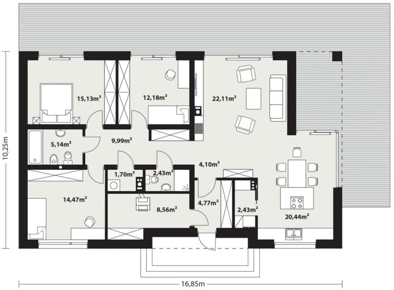 Dom Murowany Semi Rzut