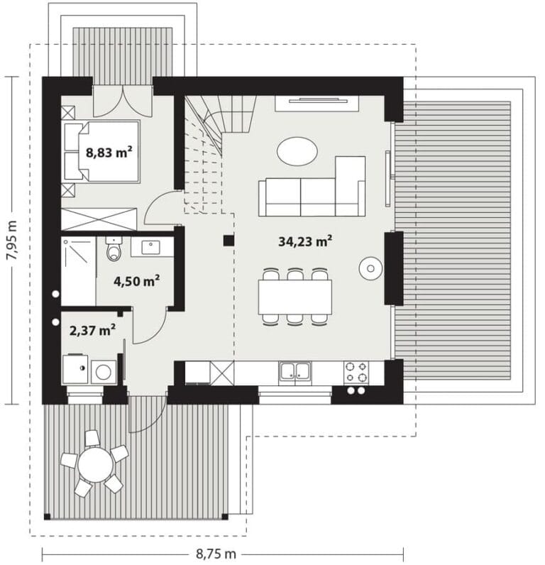 Dom Murowany Erna 3 Rzut 1