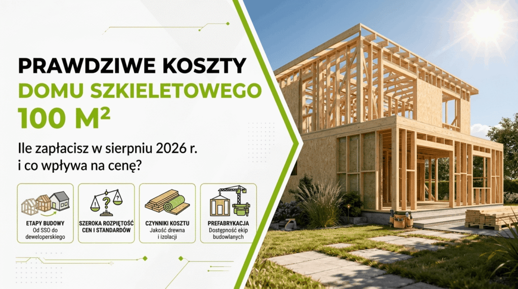 Dom drewniany szkieletowy 100 m2 - ile realnie kosztuje w sierpniu 2026