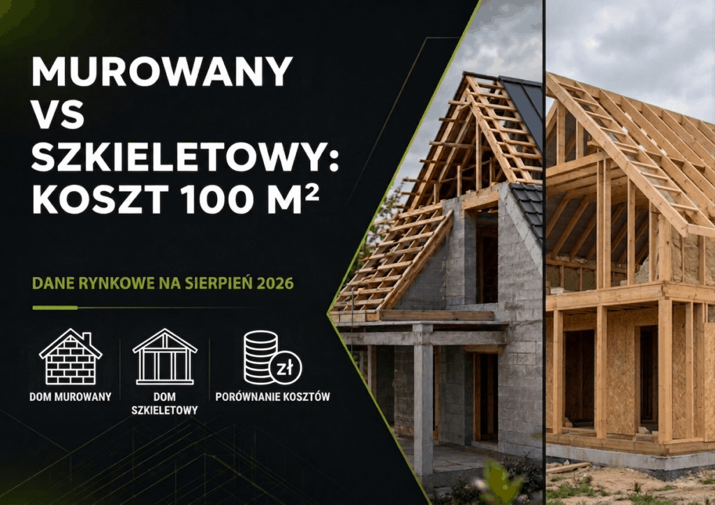 Ile kosztuje m2 budowy domu murowanego vs drewnianego szkieletowego o powierzchni użytkowej 100 m2 w sierpniu 2026