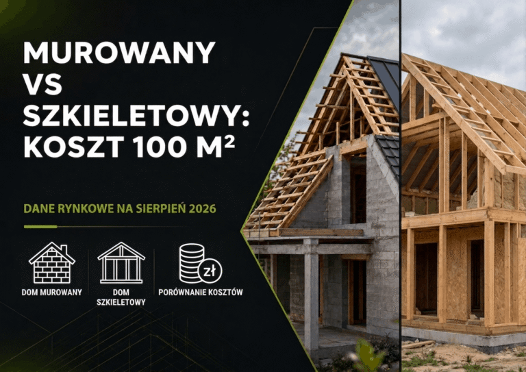 Ile kosztuje m2 budowy domu murowanego vs drewnianego szkieletowego o powierzchni użytkowej 100 m2 w sierpniu 2026